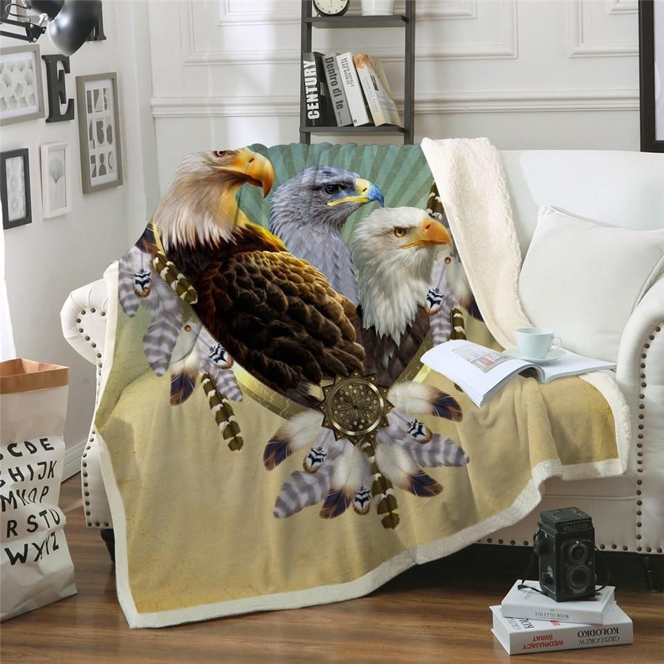 Three Eagles Dreamcatcher Sherpa Fleece Blanket