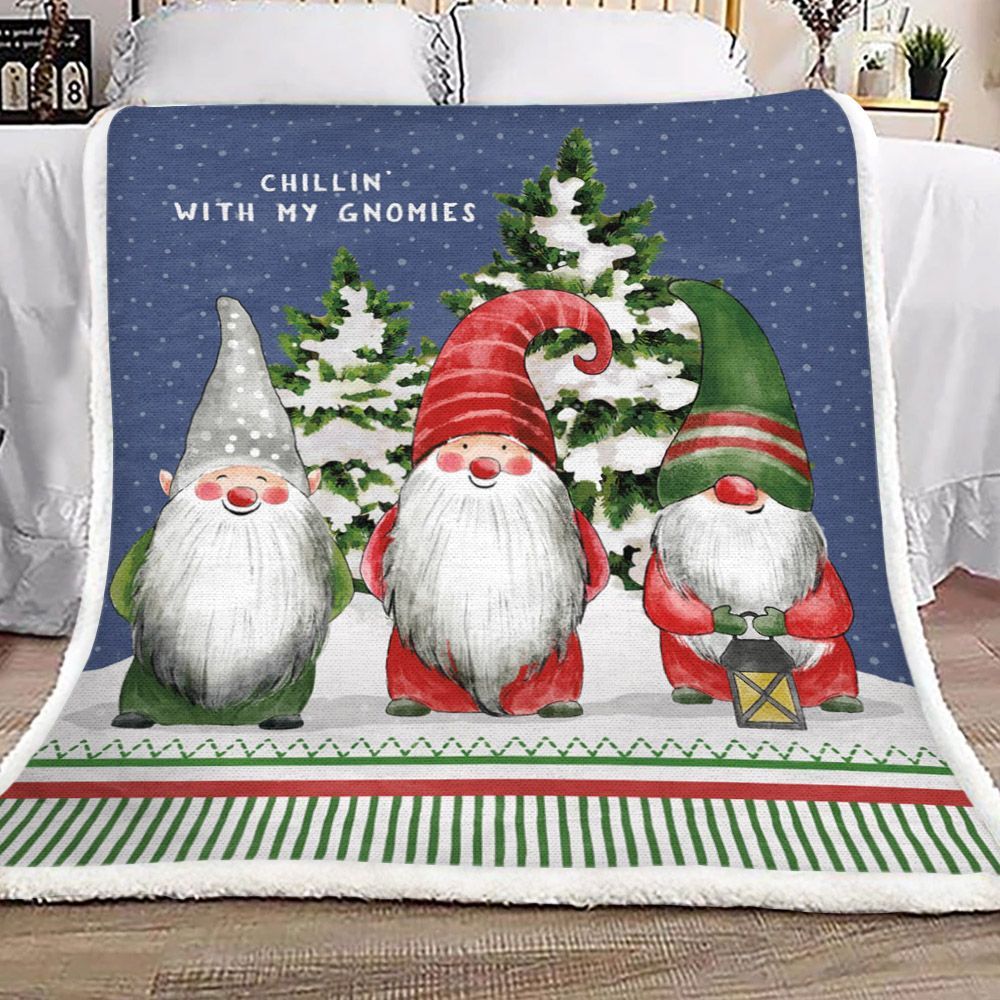 Three Gnome Christmas Sherpa Fleece Blanket