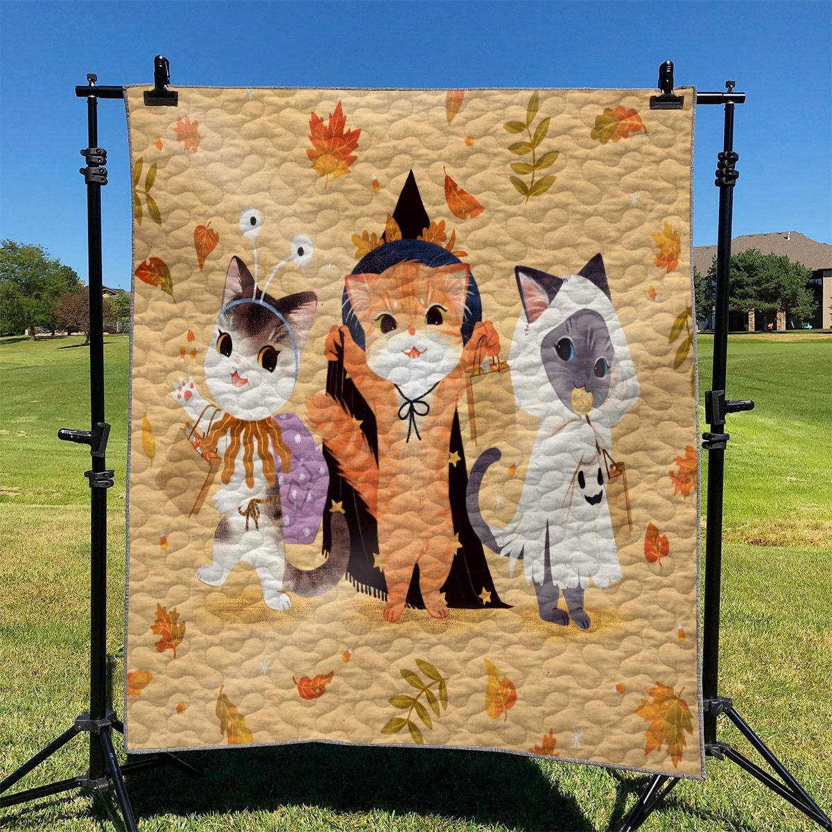 Three Little Cats Happy Halloween NI2410038DT Quilt Blanket