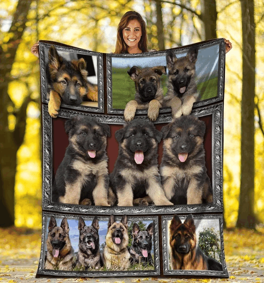 Three Little German Shepherd Sherpa Fleece Blanket