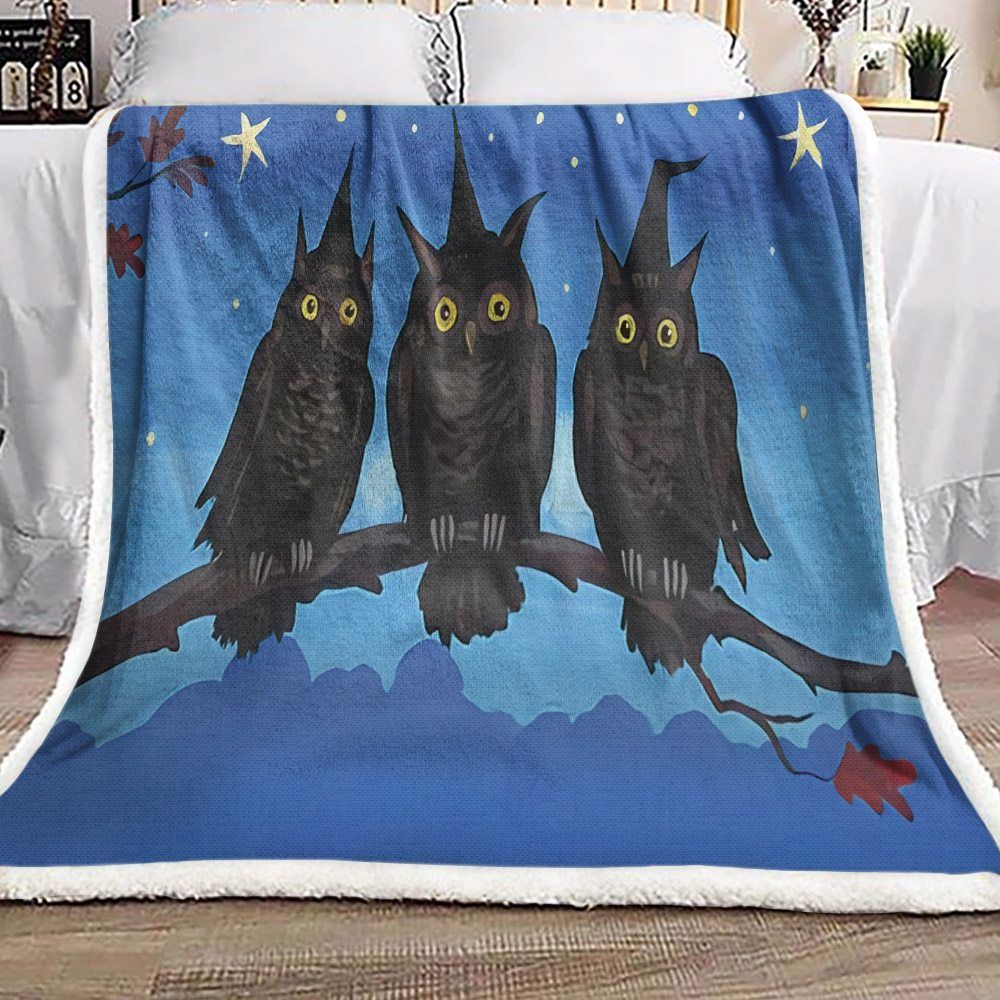 Three Owlwitches Sherpa Fleece Blanket