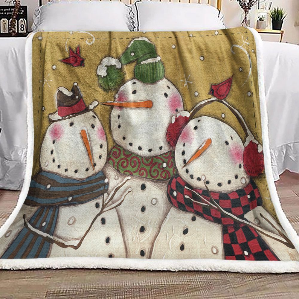 Three Snowmen Christmas Sherpa Fleece Blanket