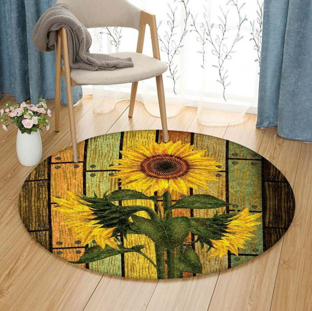 Three Sunflower Round Carpet