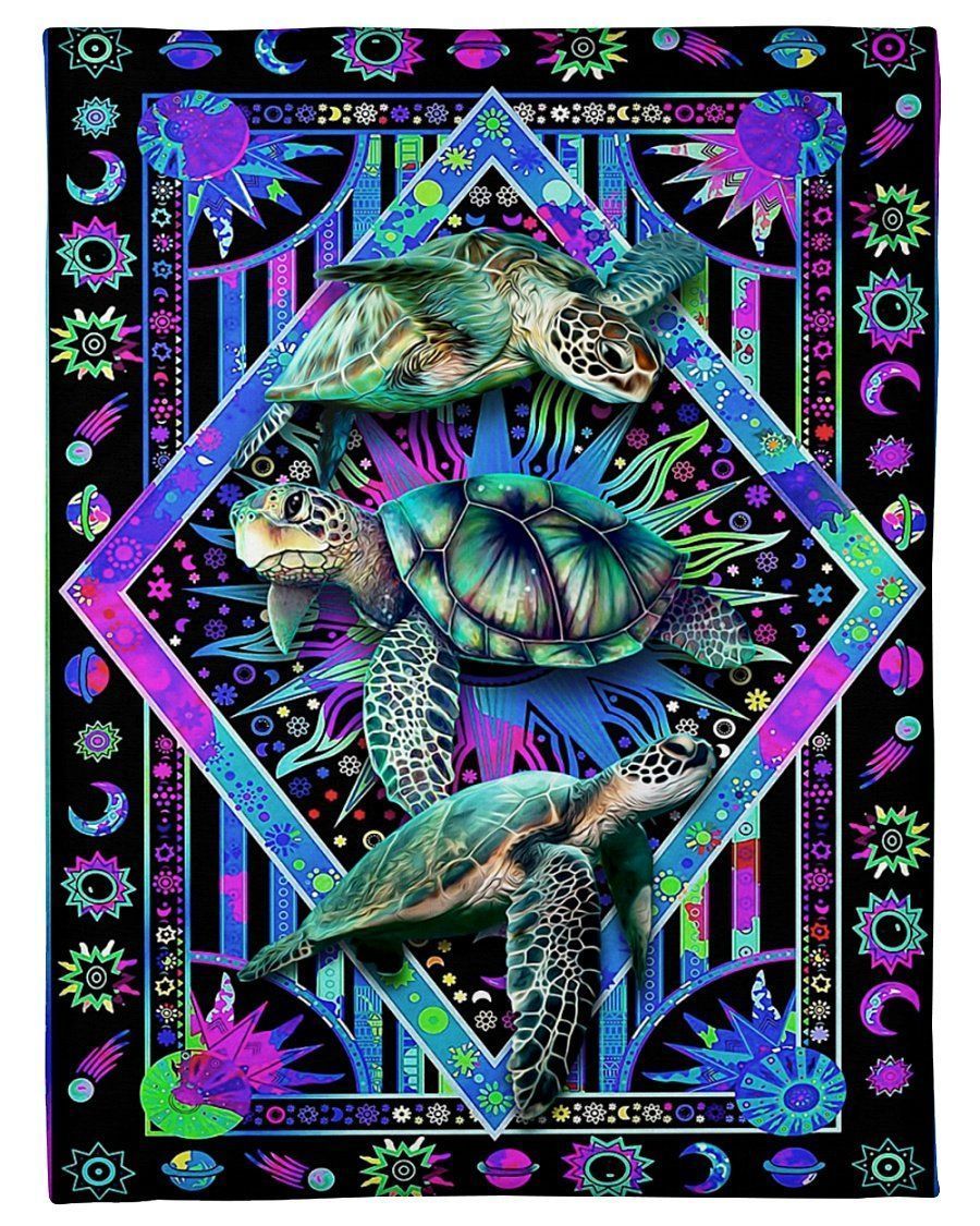 Three Turtle Unique Design Gift For Turtle Lovers Fleece Blanket