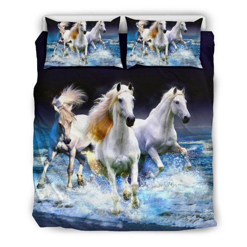 Three White Horses Bedding Set