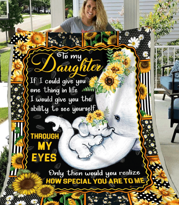 Through My Eyes Daughter Elephant Sherpa Fleece Blanket