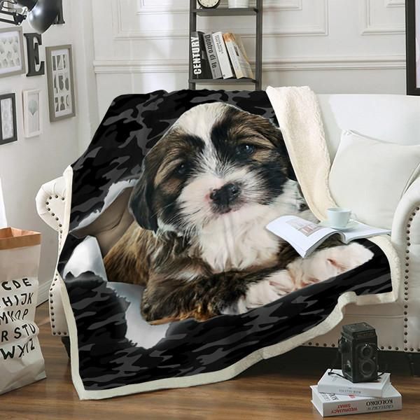 Tibetan Terrier Dog Sherpa Fleece Blanket