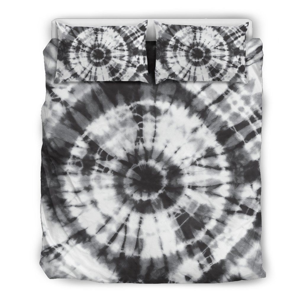 Tie Dye Black White Design Print Bedding Set