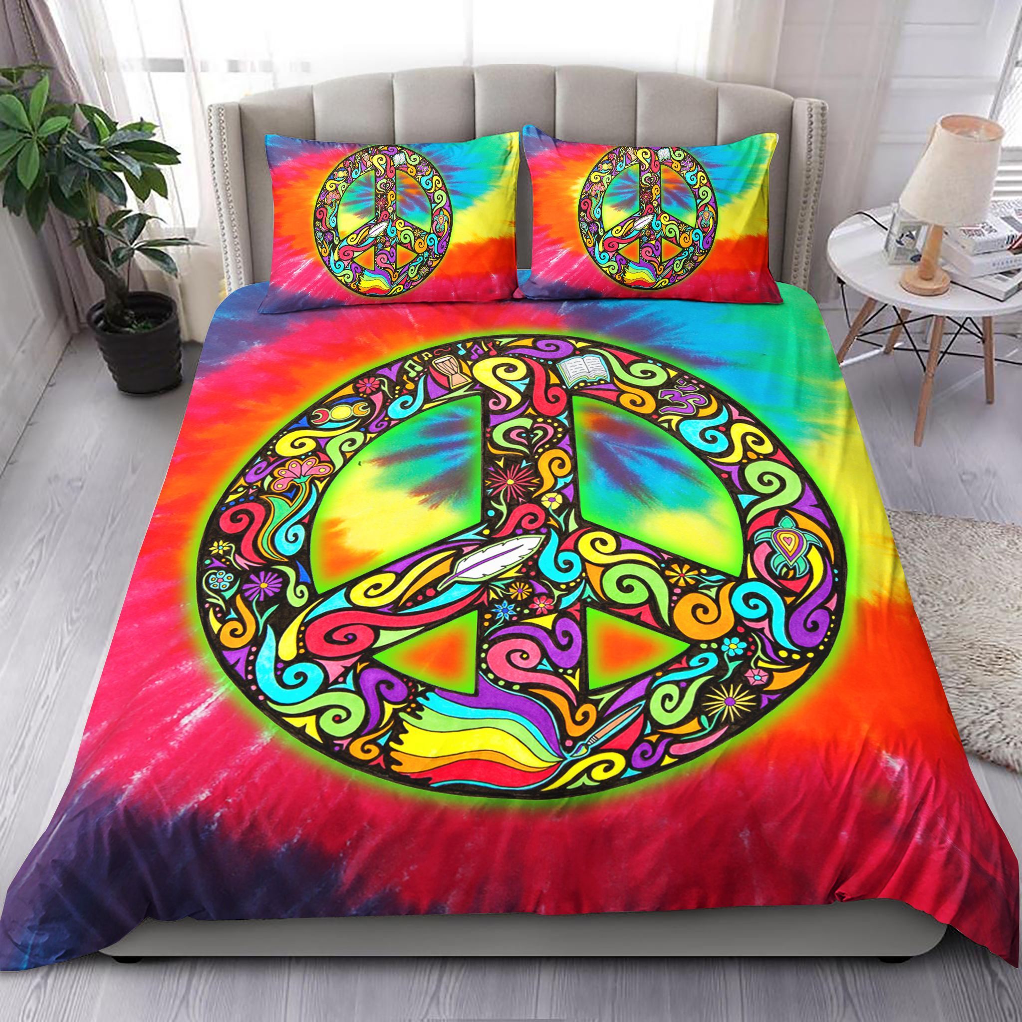 Tie Dye Fractal Hippie Bedding Set