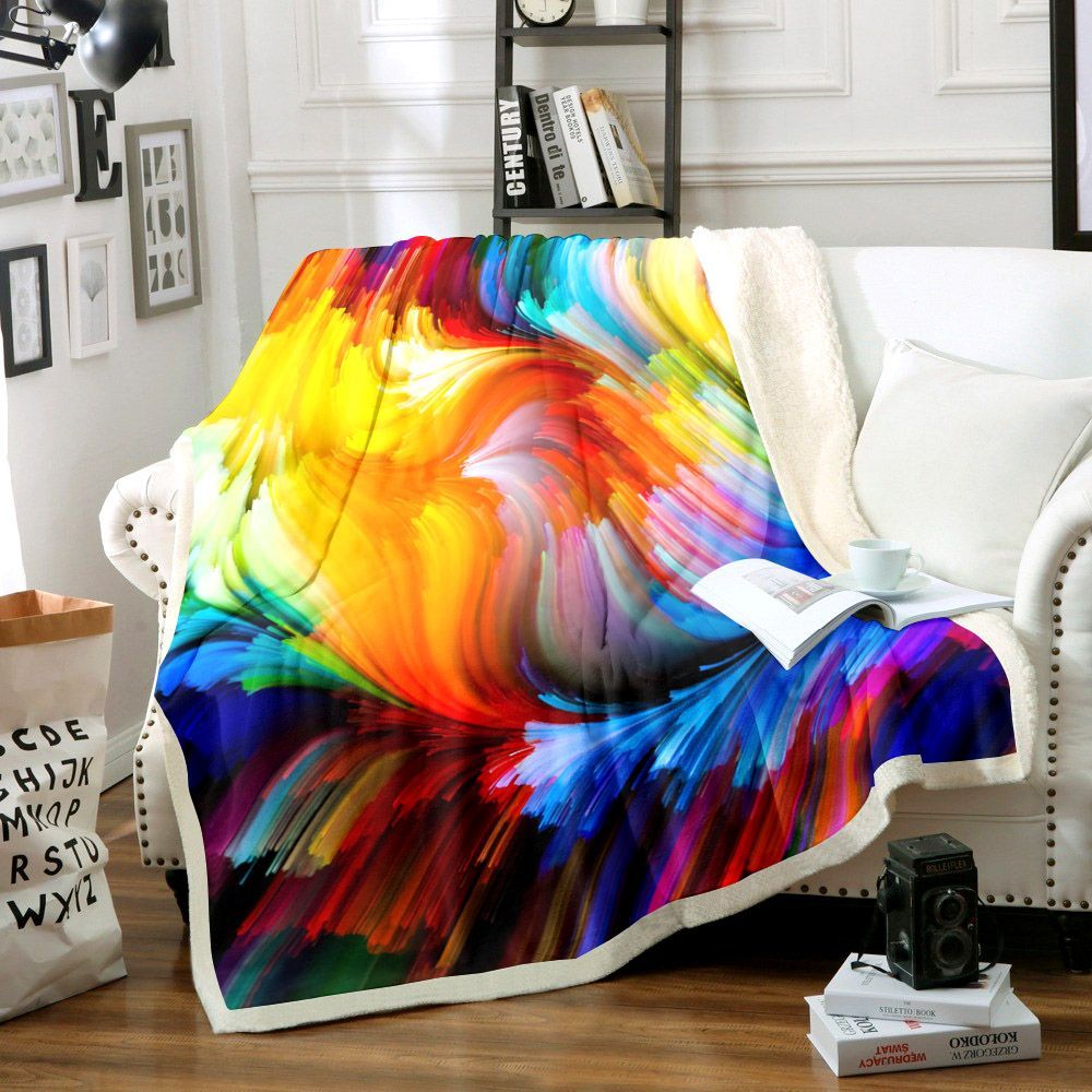Tie Dye Hippie Sherpa Fleece Blanket