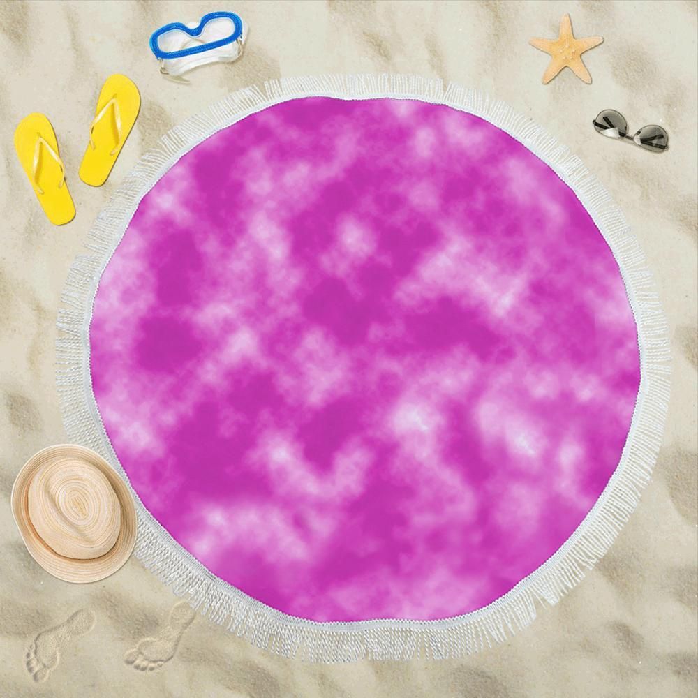 Tie Dye Pink Color Pattern Printed Round Beach Towel
