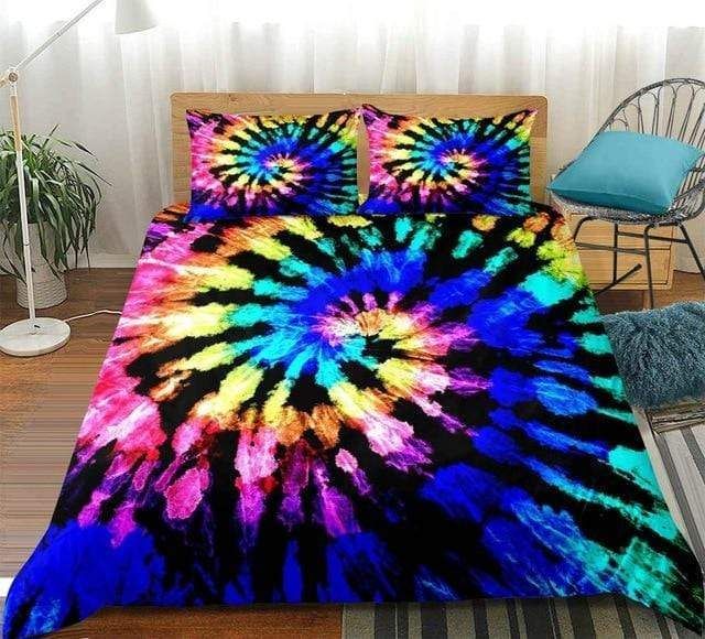 Tie dyed Black Blue Bedding Set