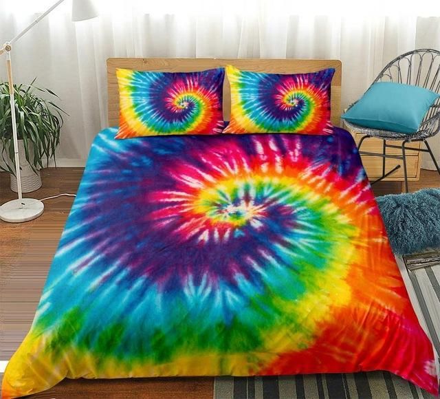 Tie dyed Purple Blue Red Bedding Set