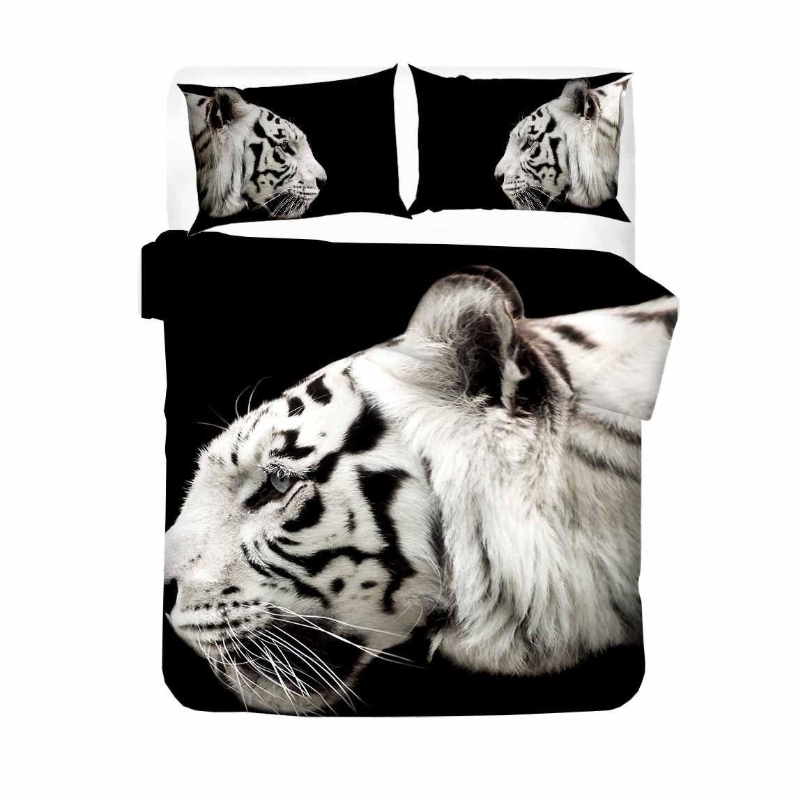 Tiger Black And White Printed Bedding Set
