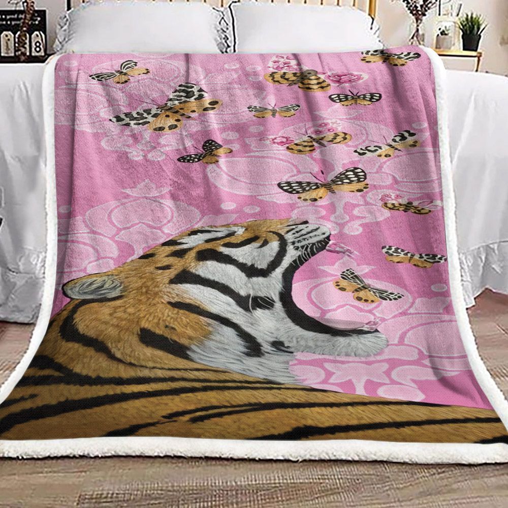 Tiger Butterfly Sherpa Fleece Blanket