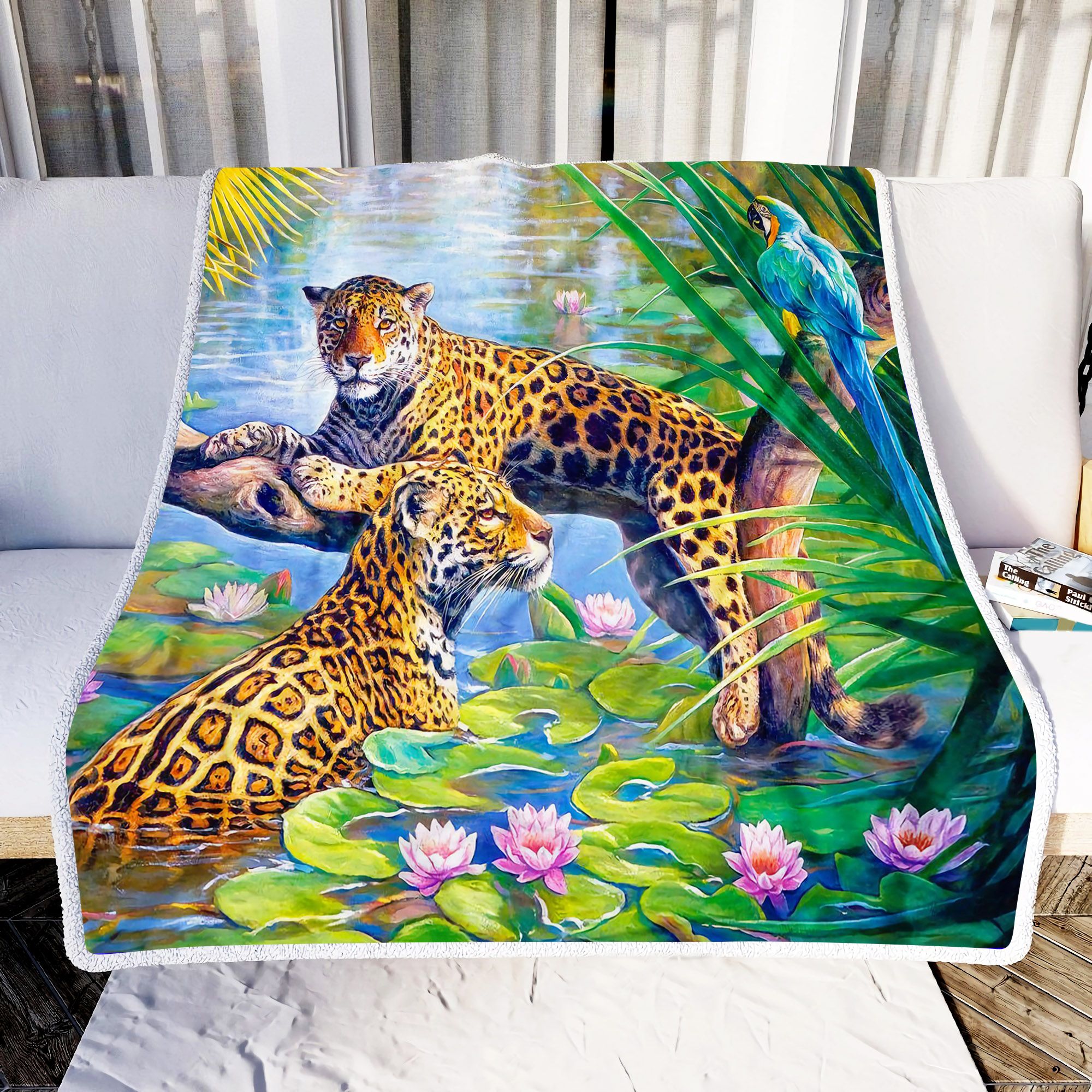 Tiger Couple In Lake Fleece Blanket