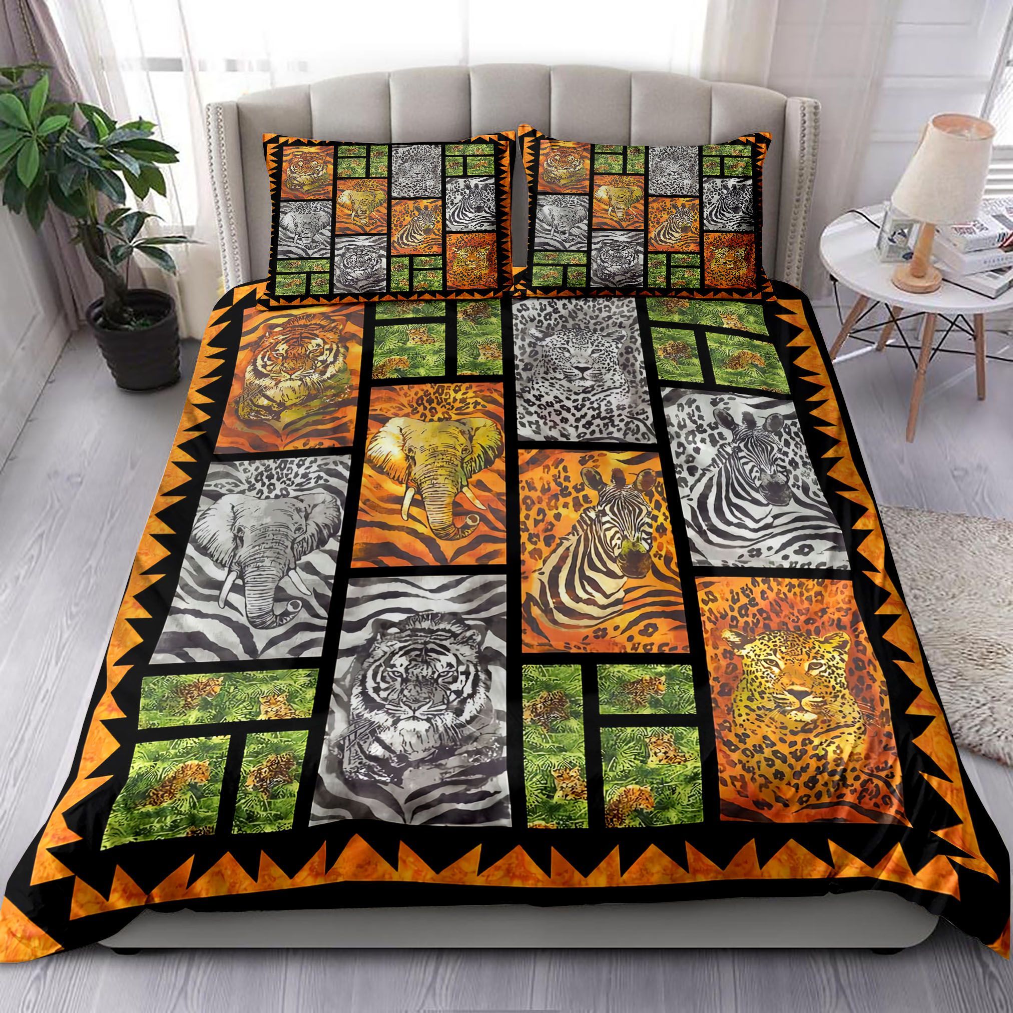 Tiger Giraffe Elephant Bedding Set