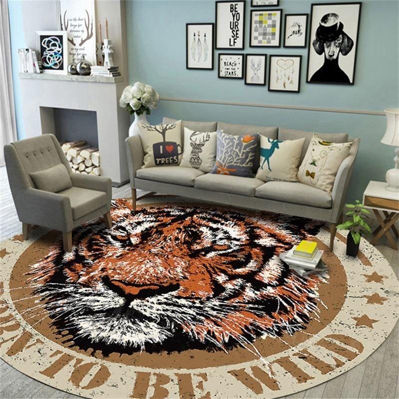 Tiger Head Round Carpet