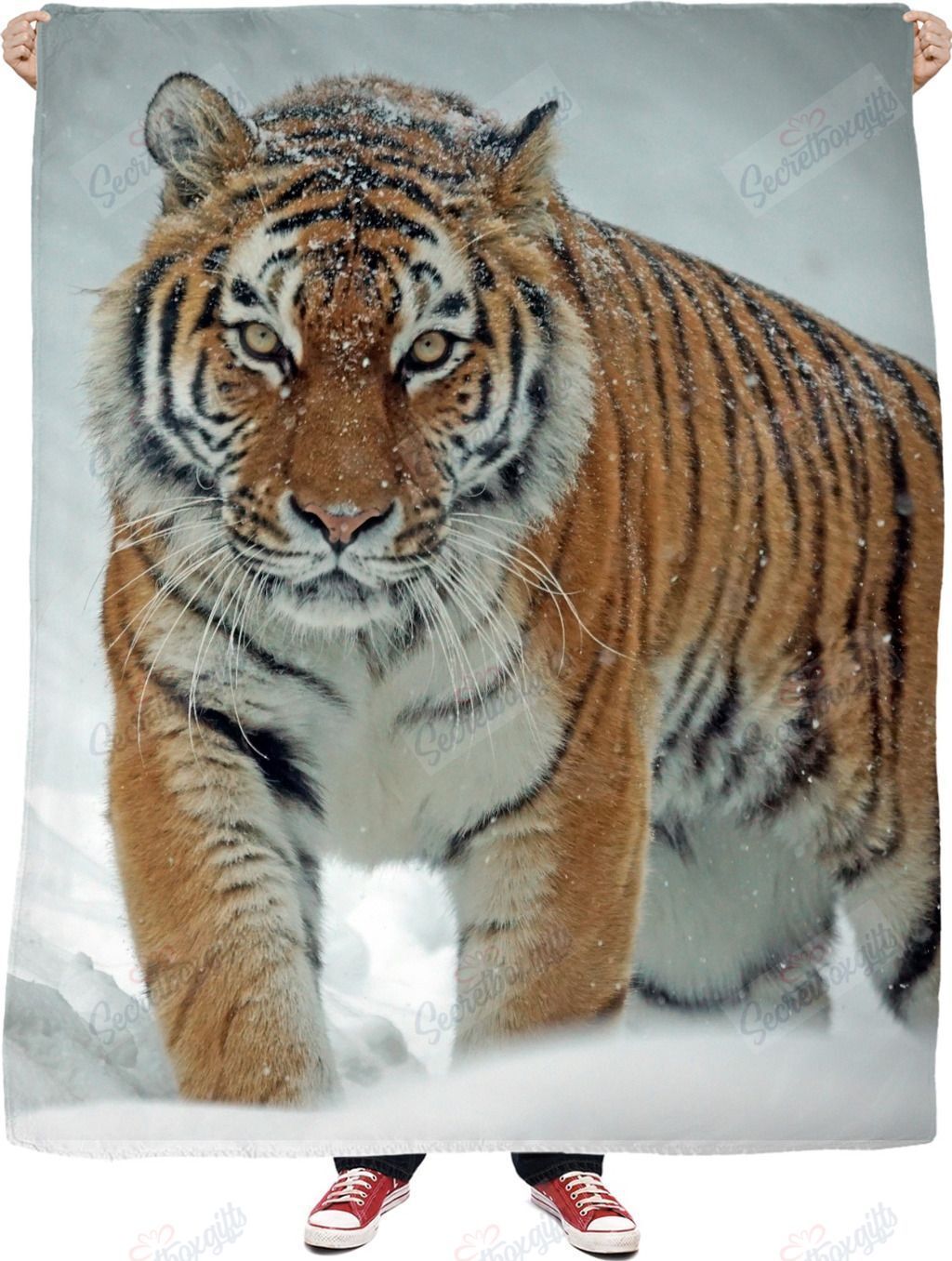 Tiger In The Snow Fleece Blanket