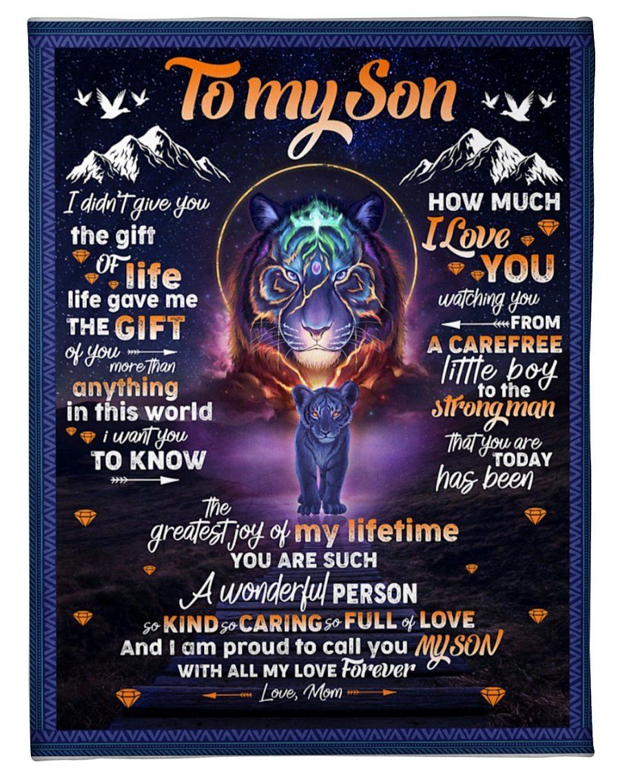 Tiger Mom To Son How Much I Love You Fleece Blanket Fleece Blanket