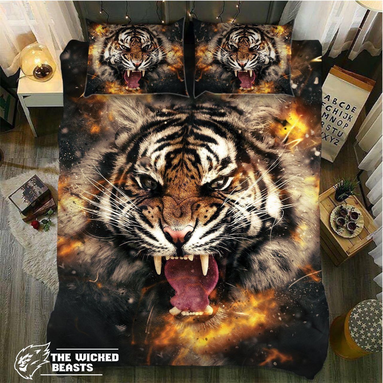 Tiger Roaring Fire Bedding Set
