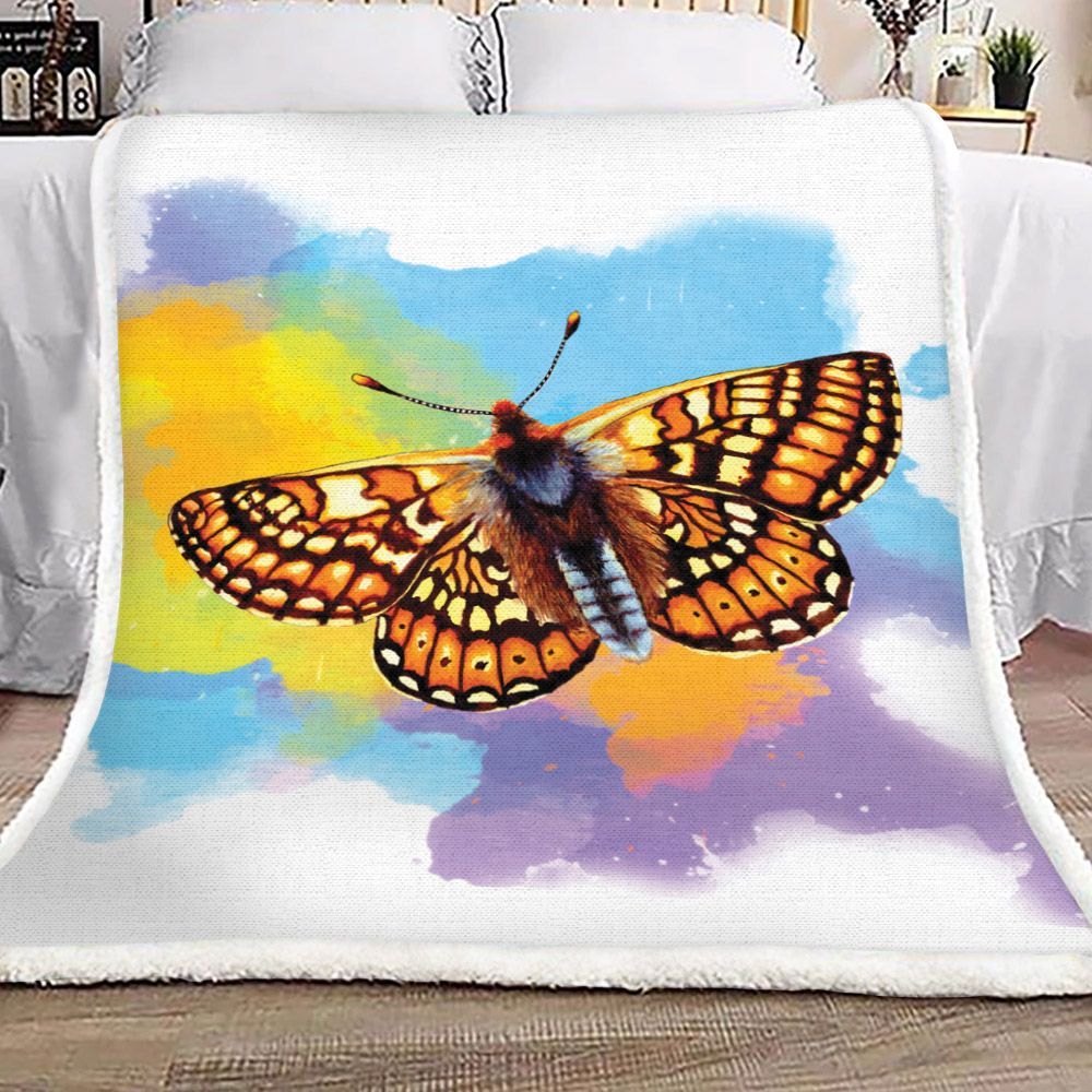 Tiger Stripes Butterfly Sherpa Fleece Blanket