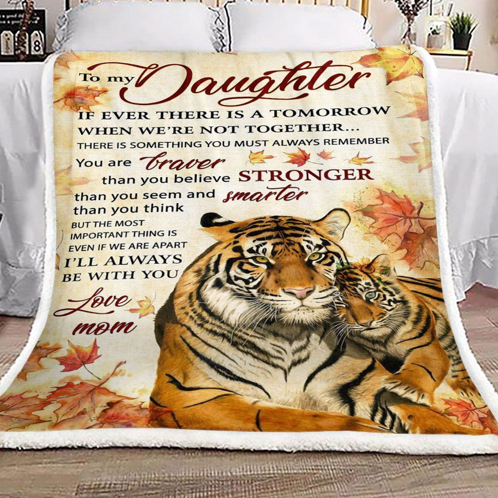 Tiger To My Daughter Love Mom Sherpa Fleece Blanket