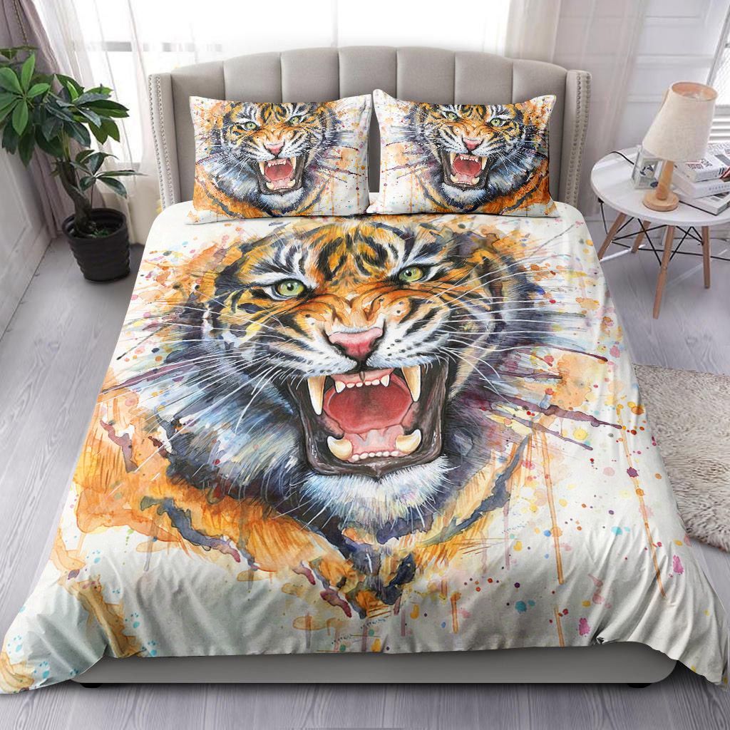 Tiger Watercolor Portrait Bedding Set