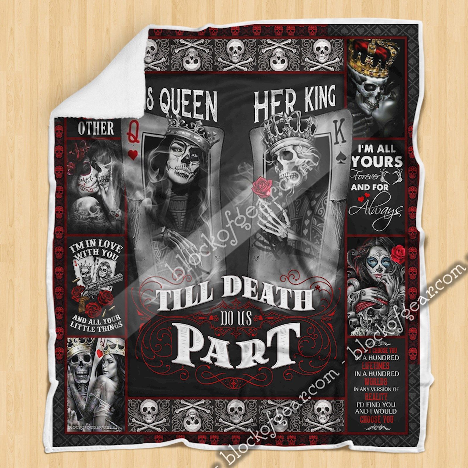 Till Death Do Us Part Couple Skull Sherpa Fleece Blanket