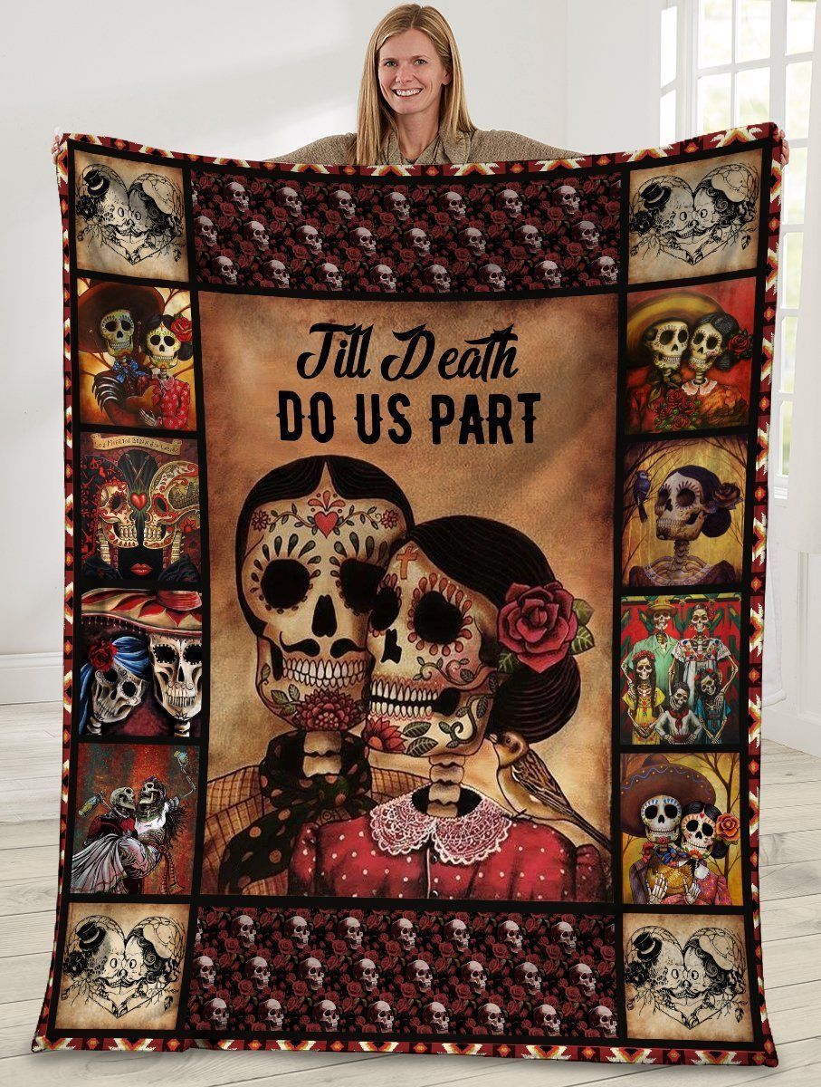 Till Death Do Us Part Husband And Wife Sugar Skull Fleece Blanket