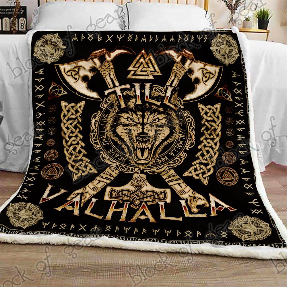 Till Valhalla Celtic Wolf Sherpa Fleece Blanket