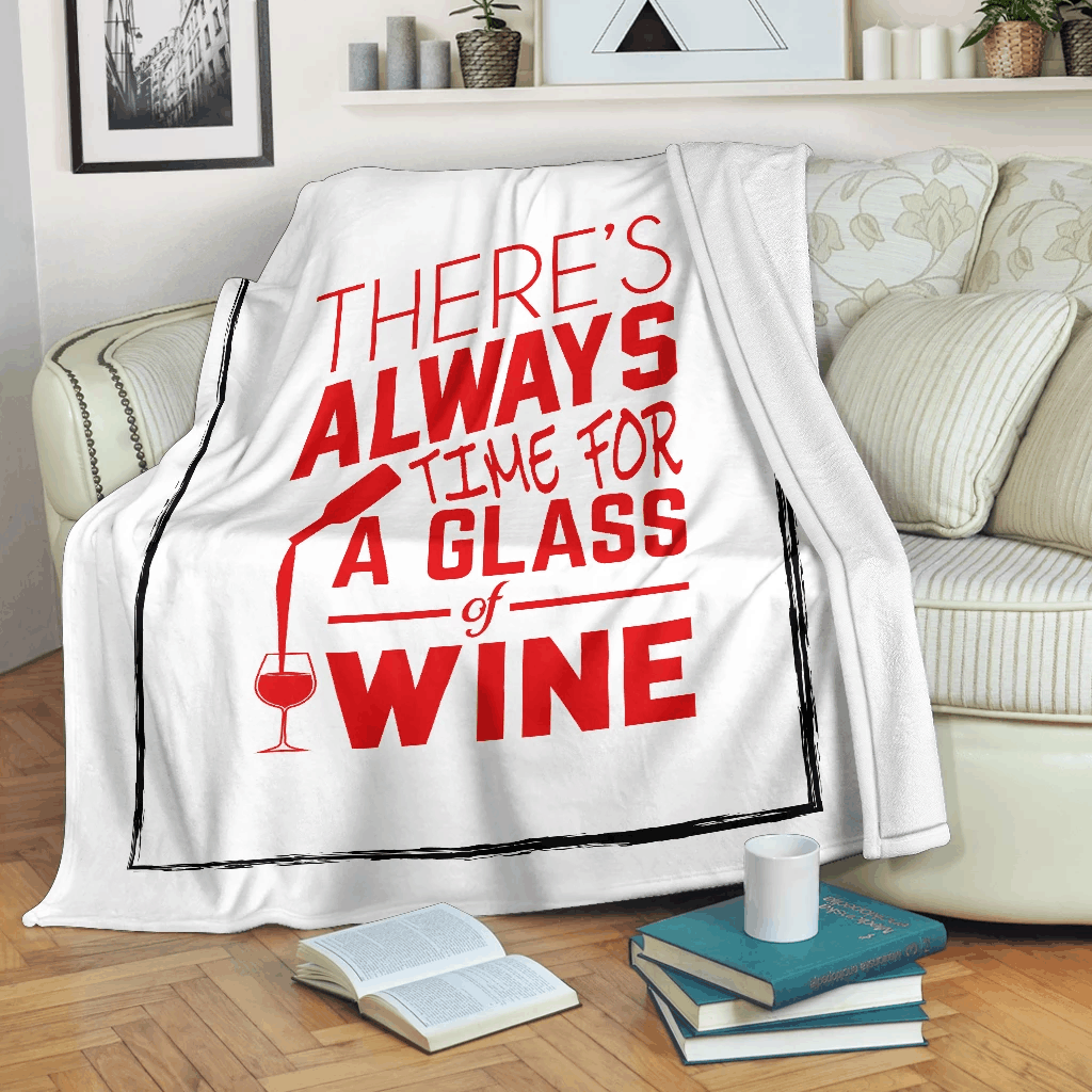 Time For A Glass Of Wine Sherpa Fleece Blanket