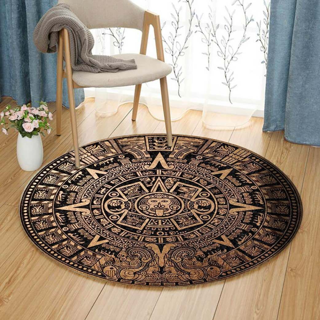 Time Machine Embroidery Round Carpet