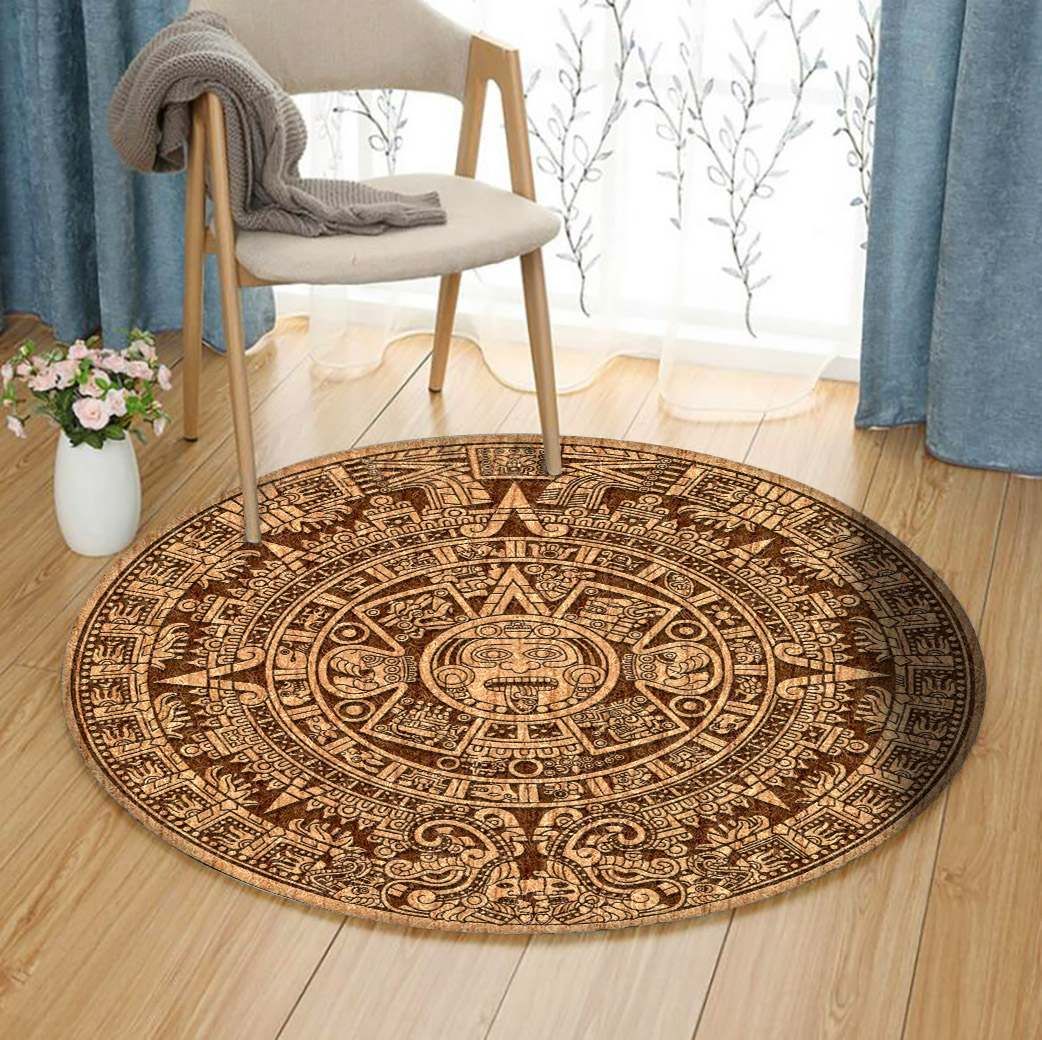Time Machine Embroidery Round Carpet