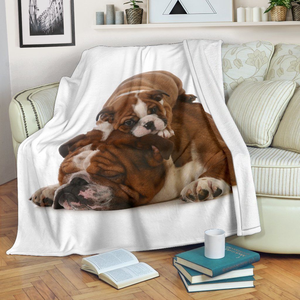 Tired Bulldogs Sherpa Fleece Blanket