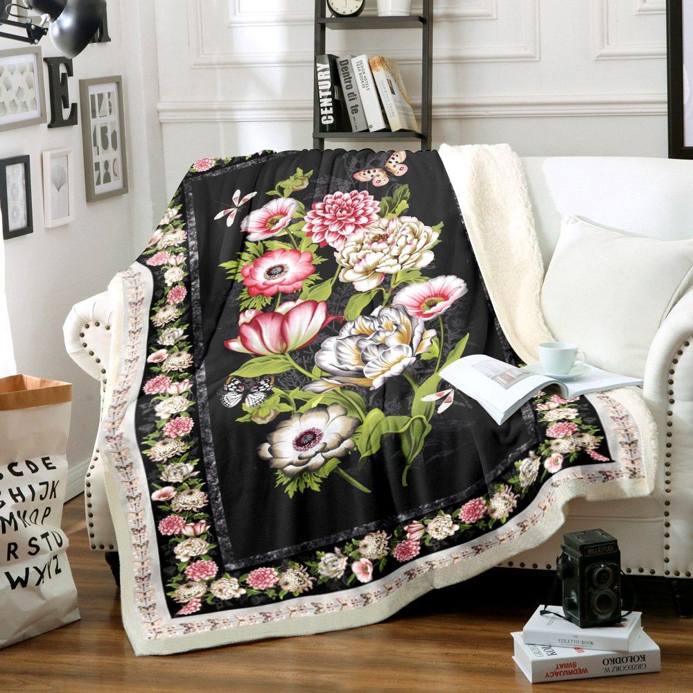 Tivoli Butterfly Garden Sherpa Fleece Blanket
