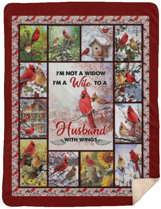 To A Husband With Wings Cardinal Sherpa Fleece Blanket