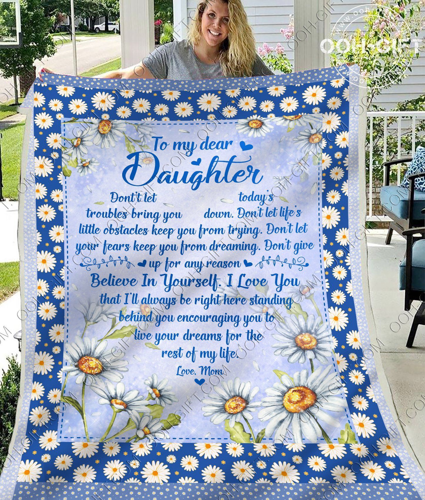 To Daughter Flower Sherpa Fleece Blanket