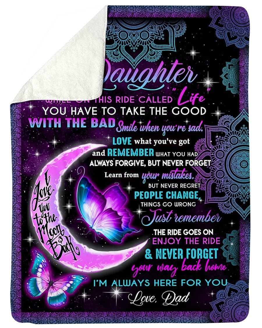 To Daughter Gift From Dad Enjoy The Ride Sherpa Blanket