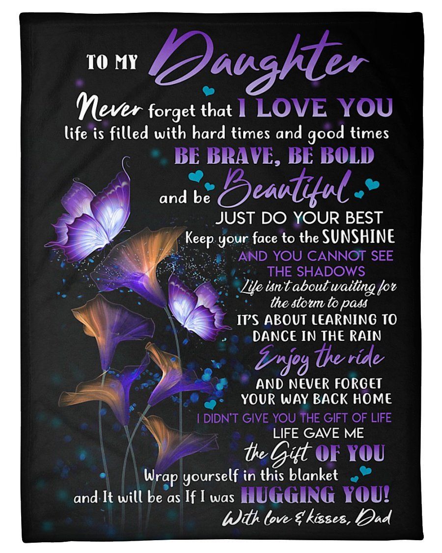 To Daughter Hugging You With Love And Kisses Fleece Blanket Fleece Blanket