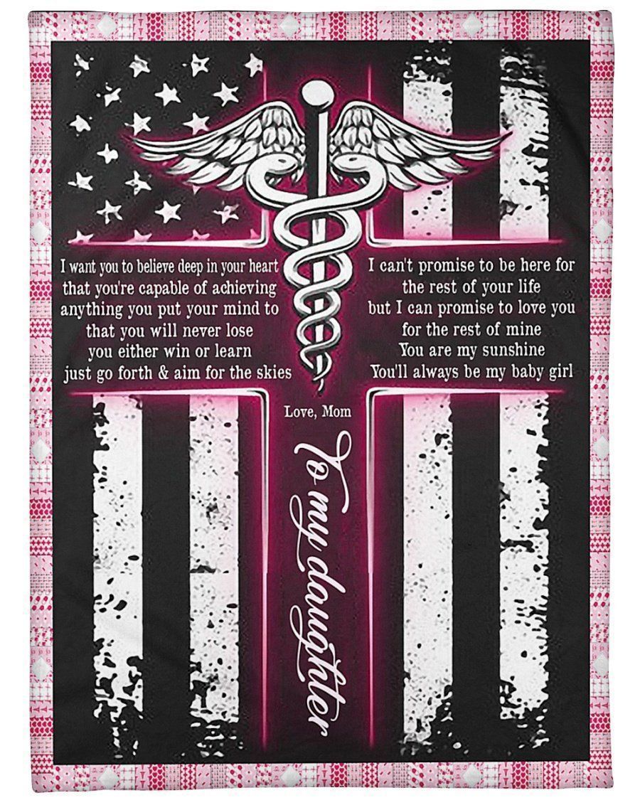 To Daughter Nurse You Are My Sunshine Fleece Blanket