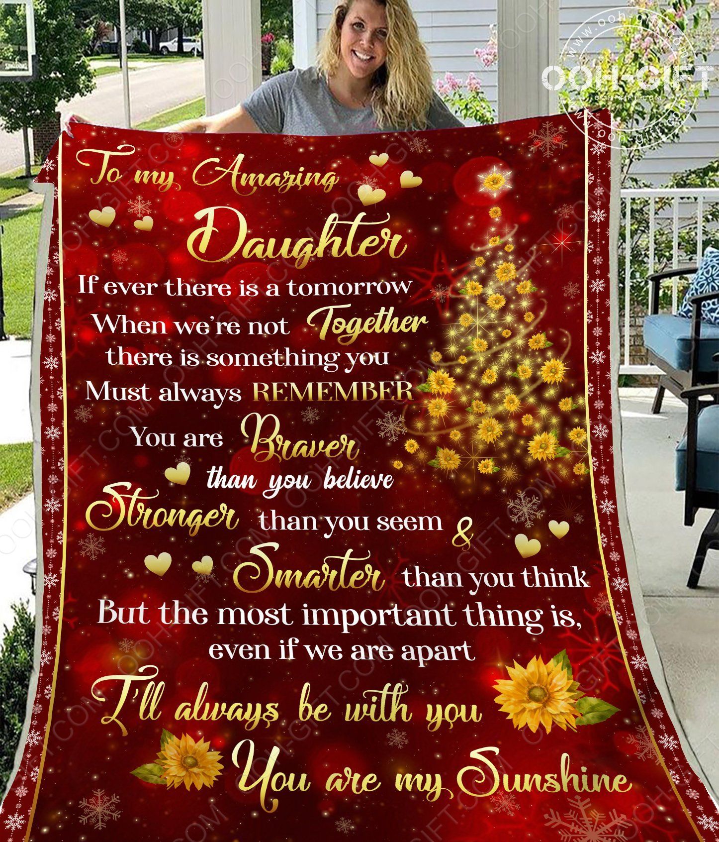 To Daughter Red Sherpa Fleece Blanket