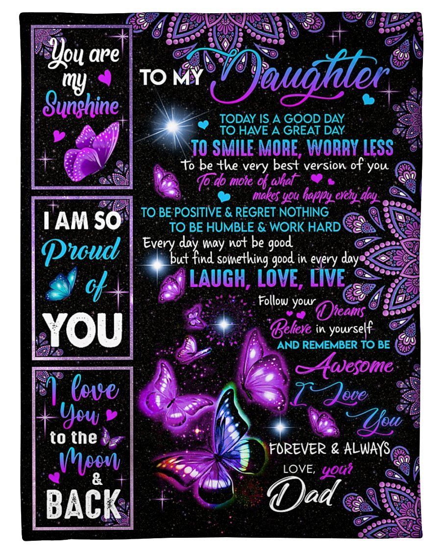 To Daughter Today Is A Good Day To Smile More Fleece Blanket Fleece Blanket