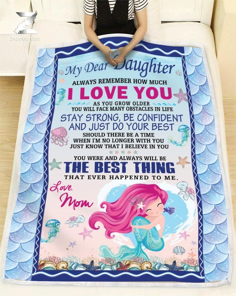 To Dughter Mom Mermaid Sherpa Fleece Blanket