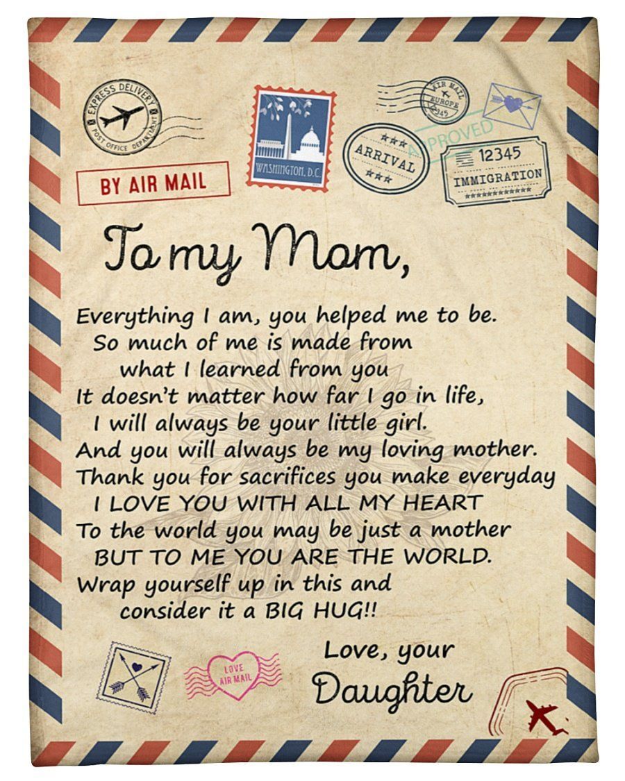 To Me You Are The World Daughter To Mom Envelope Fleece Blanket Fleece Blanket