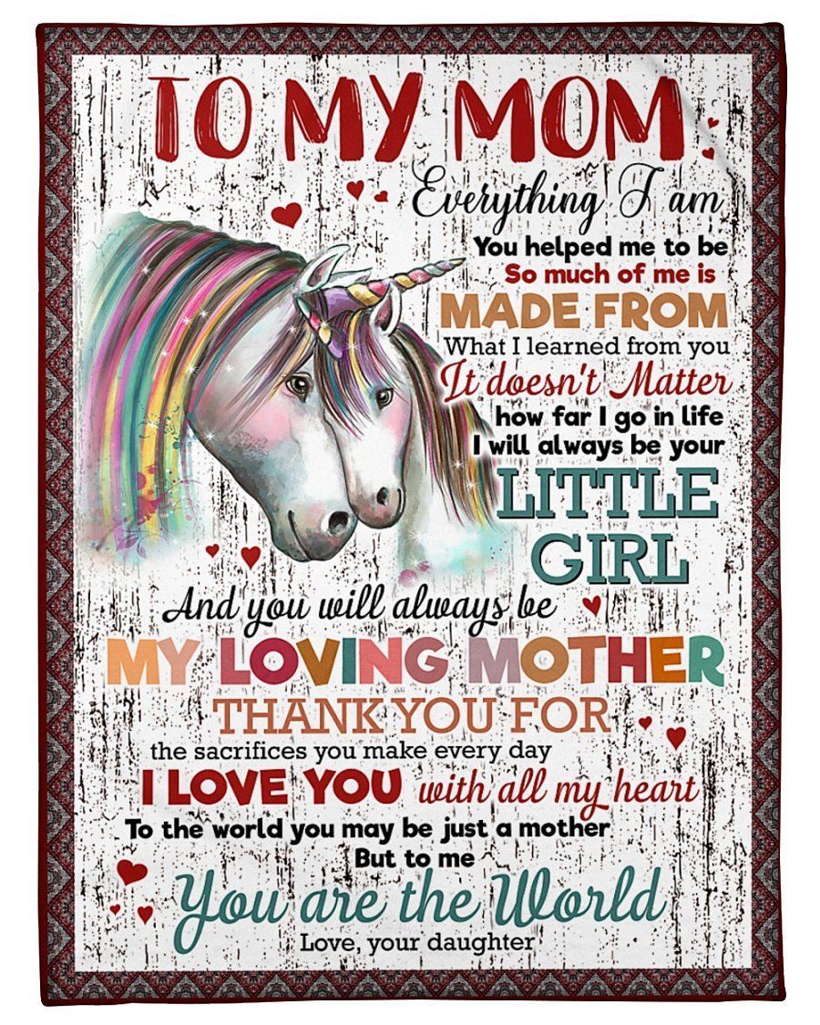 To Me You Are The World Gift For Mom Unicorn Fleece Blanket