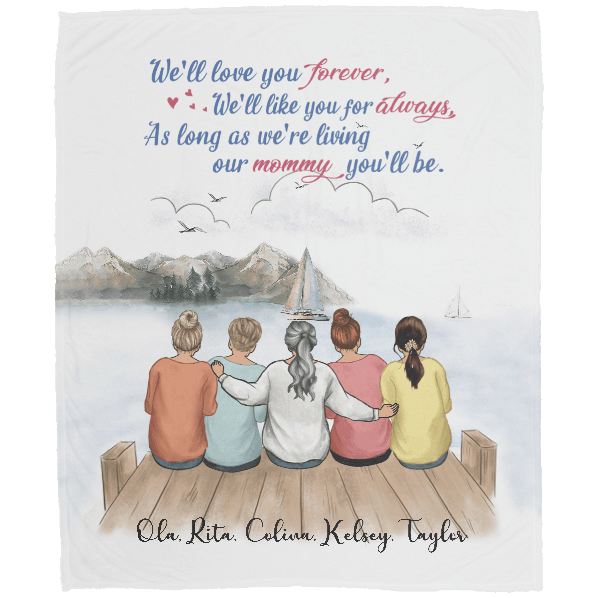 To Mother Blanket | Grandmother Mother Daughter Customize Gift, Personalized Family Fleece Blanket Hq