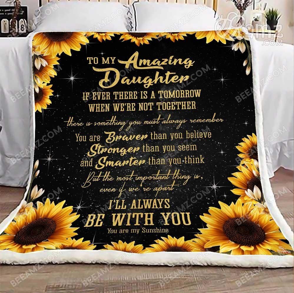 To My Amazing Daughter 3D Sunflower Sherpa Fleece Blanket