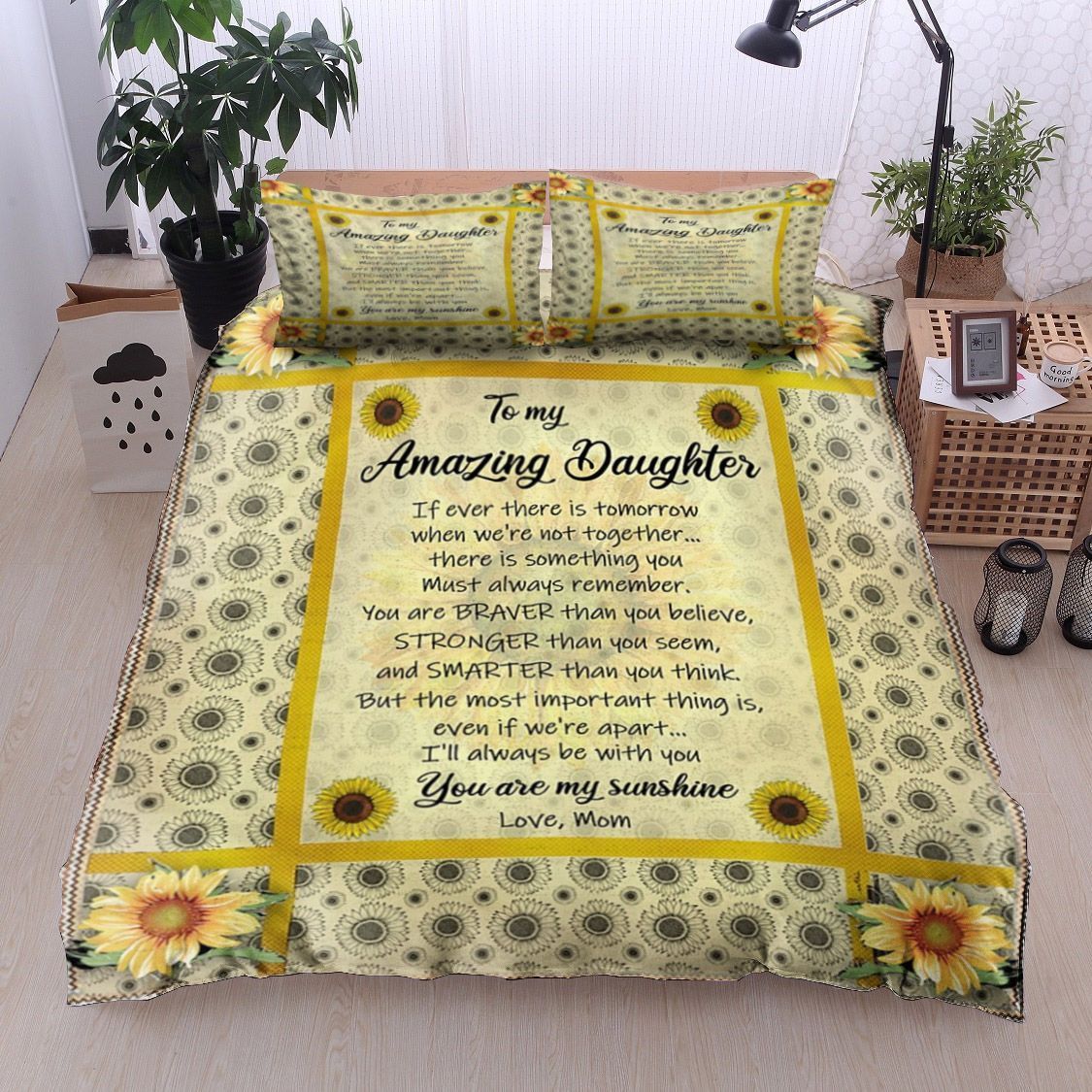 To My Amazing Daughter Sunflower Bedding Set