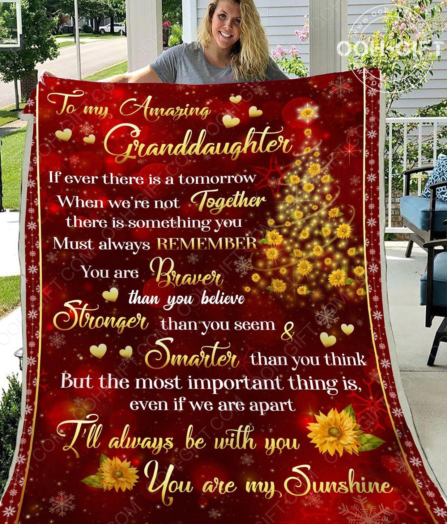 To My Amazing Granddaughter Christmas Sherpa Fleece Blanket